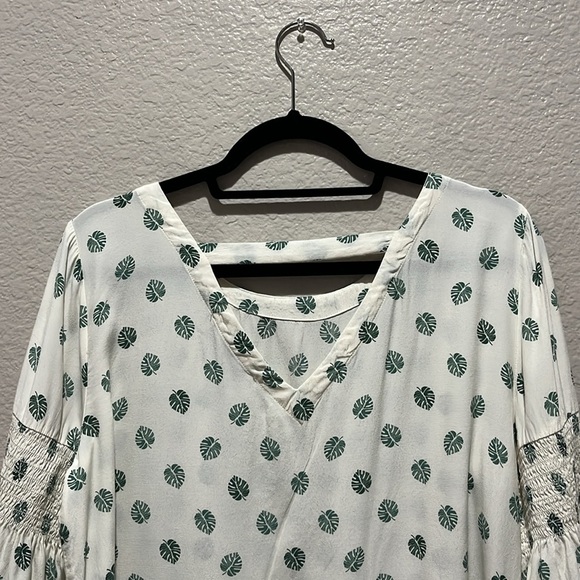 Loft Size M Women Pullover Blouse Top Tropical Flare 3/4 Sleeve Boho Vacation - Picture 8 of 8